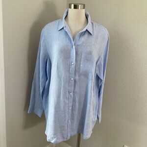 Gap Womens XL Light Blue 100% Linen Shirt Long Sleeve Relax Fit Top